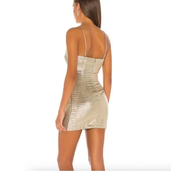 Lovers + Friends Revolve The Karine Metallic Mini Dress in Pale Gold - Picture 2 of 7